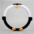Cute Penguin Universal Car Steering Wheel Covers Short Plush 15 inch - Black White
