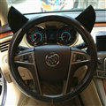 Ears Glossy Grain PU Leather Universal Car Steering Wheel Covers 15 inch - Black