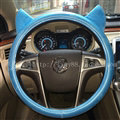 Ears Glossy Grain PU Leather Universal Car Steering Wheel Covers 15 inch - Blue