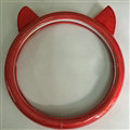Ears Glossy Grain PU Leather Universal Car Steering Wheel Covers 15 inch - Red