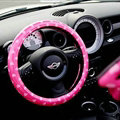 Fashion Female Polka dot Universal Car Steering Wheel Covers PVC 15 inch - Rose