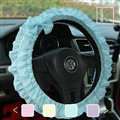 Female Bowknot Lace Cloth Universal Auto Steering Wheel Covers 15 inch 38CM - Blue