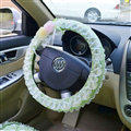 Female Romantic Lace Flower Universal Auto Steering Wheel Covers 15 inch 38CM - Green