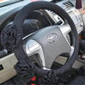 Female Stereo Flower Lace Universal Auto Steering Wheel Covers 15 inch 38CM - Black