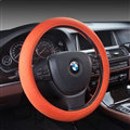 High Quality Breathable Linen Auto Car Steering Wheel Covers 15 inch 38CM - Orange