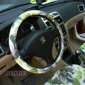 High Quality Flower Flax Universal Auto Steering Wheel Covers 15 inch 38CM - Green
