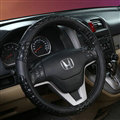 High Quality Man Weave Car Steering Wheel Covers Anti-skid PU Leather 15 inch 38CM - Black