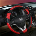 High Quality Man Weave Car Steering Wheel Covers Anti-skid PU Leather 15 inch 38CM - Red