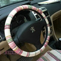 High Quality Stripe Flax Universal Auto Steering Wheel Covers 15 inch 38CM - Red