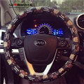 Lovely Bears Print Car Steering Wheel Covers PU Leather Universal 15 inch - Black