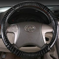 Man Crocodile Pattern Rivet Car Steering Wheel Covers Bright Leather 15 inch 38CM - Black