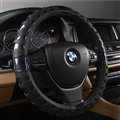 Man Hollow Anti-slip Glitter Car Steering Wheel Covers PU Leather 15 inch 38CM - Black