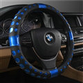 Man Hollow Anti-slip Glitter Car Steering Wheel Covers PU Leather 15 inch 38CM - Blue