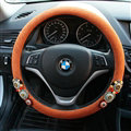 National Style Beaded Flax Universal Car Steering Wheel Covers 15 inch 38CM - Orange