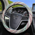 National Style Flax Universal Car Steering Wheel Covers 15 inch 38CM - Green Coffee