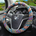 National Style Stripe Block Flax Universal Car Steering Wheel Covers 15 inch 38CM - Colour