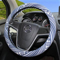 National Style Stripe Deer Flax Universal Car Steering Wheel Covers 15 inch 38CM - Blue