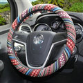 National Style Stripe Floral Flax Universal Car Steering Wheel Covers 15 inch 38CM - Colour