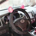 Personality Ears Short Plush Universal Car Steering Wheel Covers 15 inch - Black Rose