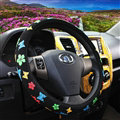 Personalized Butterfly Flower Leather Universal Car Steering Wheel Covers 15 inch - Black