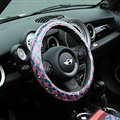 Personalized Diamond Female Universal Car Steering Wheel Covers PVC 15 inch - Blue Red