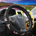 Personalized Dragonfly Leather Universal Car Steering Wheel Covers 15 inch - Black