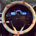 Personalized Lips Print Car Steering Wheel Covers PU Leather Universal 15 inch - White
