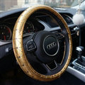 Personalized Plating Laser Leather Car Steering Wheel Covers 15 inch 38CM - Gold
