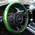 Personalized Plating Laser Leather Car Steering Wheel Covers 15 inch 38CM - Green