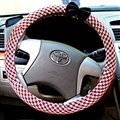 Swallow Gird Bowknot Flax Universal Car Steering Wheel Covers 15 inch 38CM - Red White