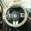 Winter Plush Cloth Fold Lace Universal Auto Steering Wheel Covers 15 inch 38CM - Green