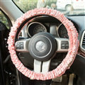 Winter Plush Cloth Fold Lace Universal Auto Steering Wheel Covers 15 inch 38CM - Pink