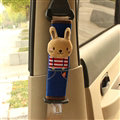 Cute Rabbit Kids Winter Plush Car Seat Safety Belt Covers Pads Car Decoration 2pcs - Blue