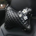 1PCS Daisy Flower Leather Car Neck Pillow Four Seasons General Auto Headrest for Women - Black