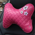 1PCS Daisy Flower Leather Car Neck Pillow Four Seasons General Auto Headrest for Women - Rose