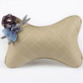 1PCS Flower Doll Leather Car Neck Pillow Four Seasons General Auto Headrest for Women - Beige