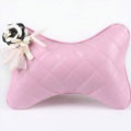 1PCS Flower Doll Leather Car Neck Pillow Four Seasons General Auto Headrest for Women - Pink