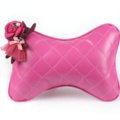 1PCS Flower Doll Leather Car Neck Pillow Four Seasons General Auto Headrest for Women - Rose
