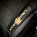 1pcs Car Safety Seat Belt Covers Embroidery Leather Auto Interior Accessories - Black Gold