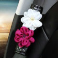 1pcs Car Safety Seat Belt Covers Women Creative Crystal Flower Leather Shoulder Pads - Black