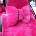 2PCS Bowknot Auto Headrest Plush Car Neck Pillow Four Seasons General for Women - Rose