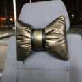 2PCS Bowknot Auto Headrest Leather Car Neck Pillow Four Seasons General for Women - Gold