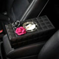 Camellia Flower Leather Car Tissue Paper Box Holder Case Vehicle Interior Accessories - Black Rose