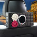 Camellia Leather Car Tissue Box Holder Case Auto Seat Back Hanging Tissue Bag - Black