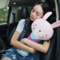 Childen Cute Large Rabbit Car Safety Seat Belt Covers Shoulder Pads PP Cotton 1pcs - Pink