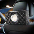 Creative Rivet Leather Car Tissue Paper Box Holder Case Seat Back Hanging Tissue Bag - Black