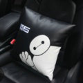 Cute Embroidery Car Seat Waist Pillows Women PU Leather Auto Square Cushions 1pcs - Black