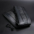 DIY Weaving Leather Car Steering Wheel Covers Hand-Stitched Knitted Universal 38CM - Black