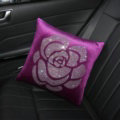 Fashion Diamond Flower Plush Car Seat Arms Pillows Support Lumbar Cushion 1pcs - Purple