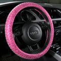 Fashion Glitter Hand-Woven PU Leather Car Steering Wheel Covers 15 inch 38CM - Rose